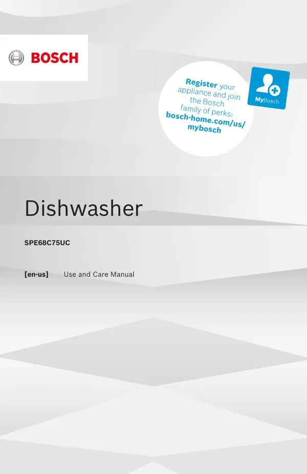 Bosch Dishwasher SPE68C75UC 9001610211_A Manual