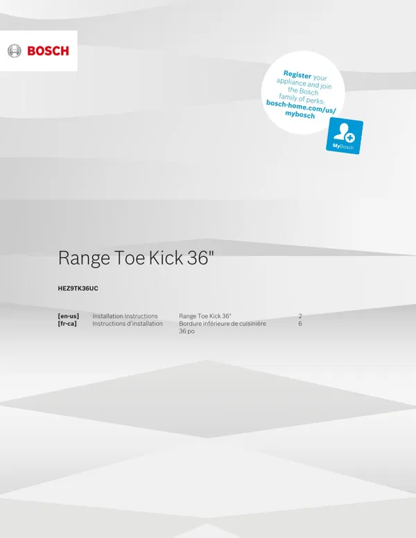 Bosch Range Toe Kick HEZ9TK36UC 9001629533_A Manual