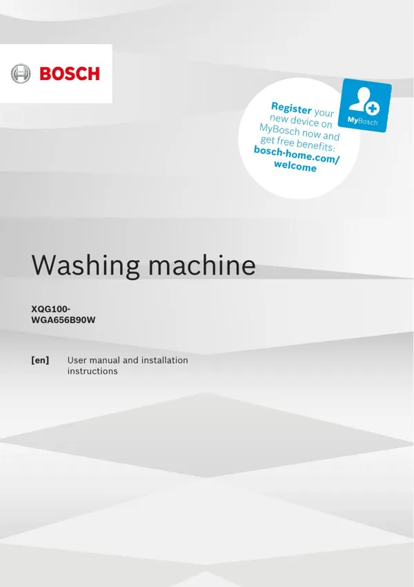 Bosch Washing machine XQG100-WGA656B90W 9001652437_A Manual