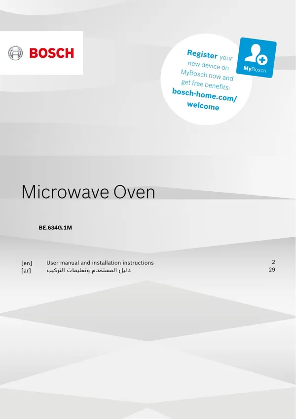 Bosch Microwave BE.634G.1M 9001654612_A Manual