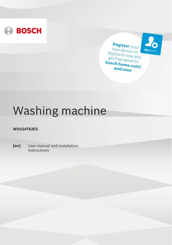 Bosch Washing machine WUU24T63ES 9001660779_A Manual