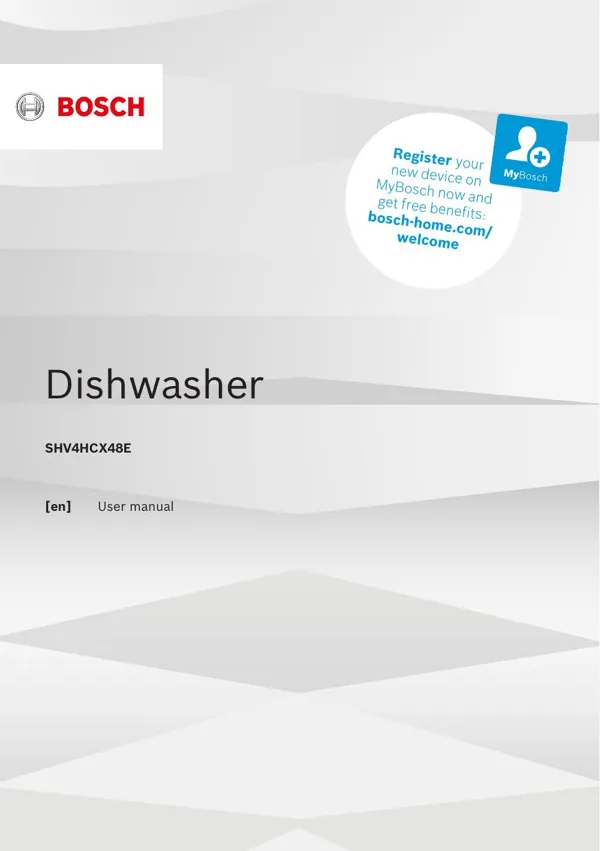 Bosch Dishwasher SHV4HCX48E 9001671195_A Manual