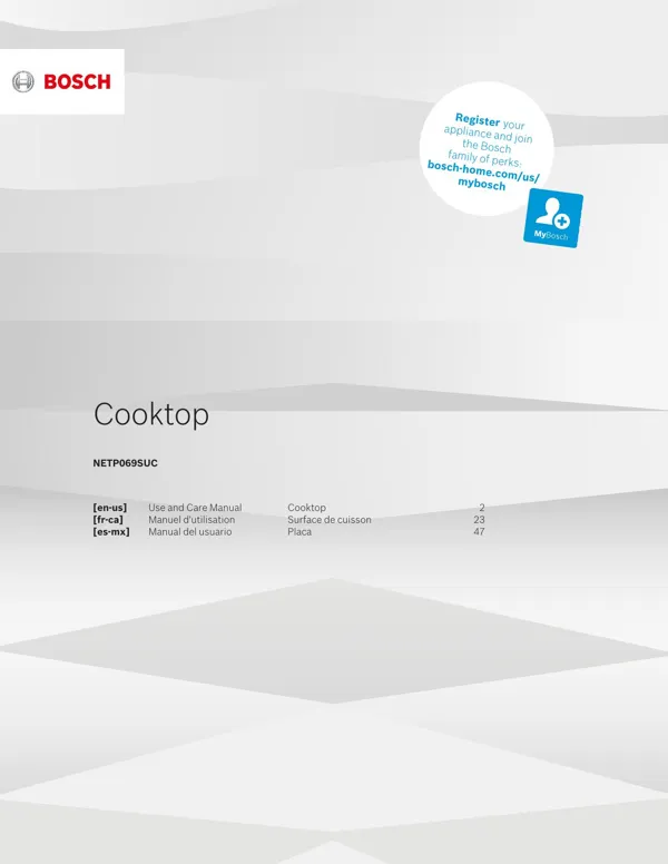 Bosch Cooktop NETP069SUC 9001671969_A Manual