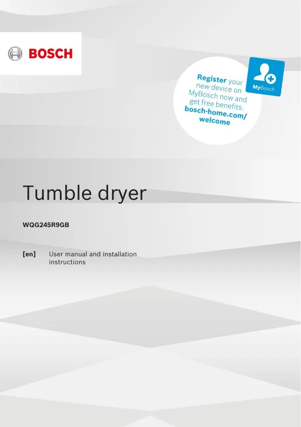 Bosch Dryer WQG245R9GB 9001687085_A Manual