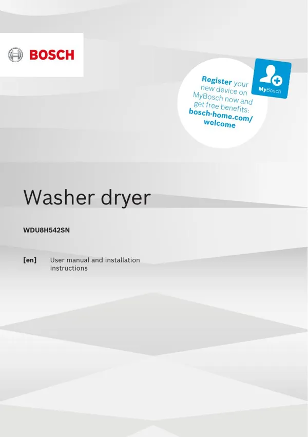 Bosch Dryer WDU8H542SN 9001692907_A Manual