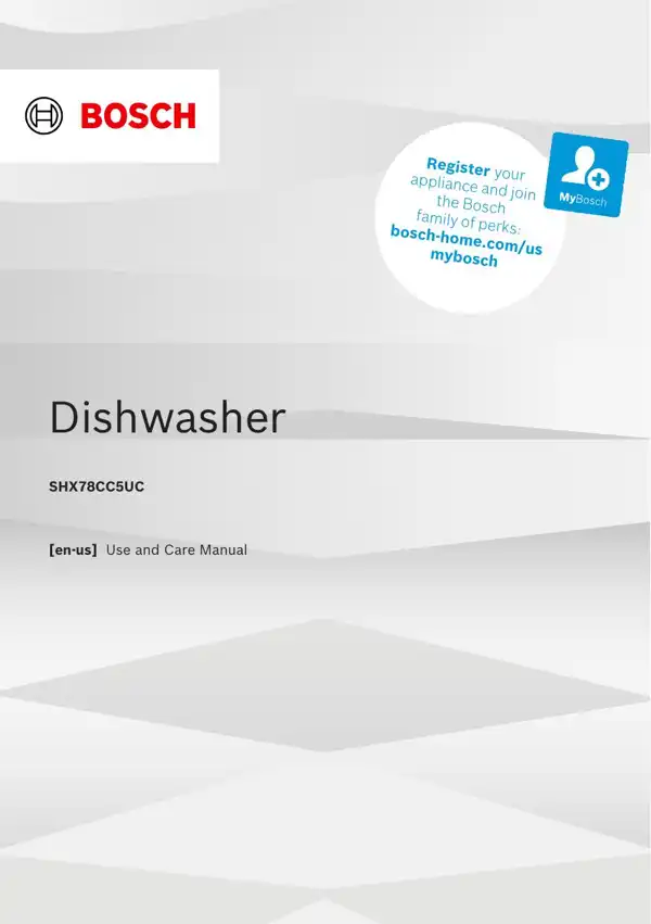 Bosch Dishwasher SHX78CC5UC 9001936693_A Manual