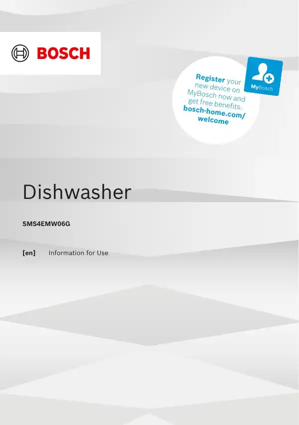 Bosch Dishwasher SMS4EMW06G 9001913443_A Manual