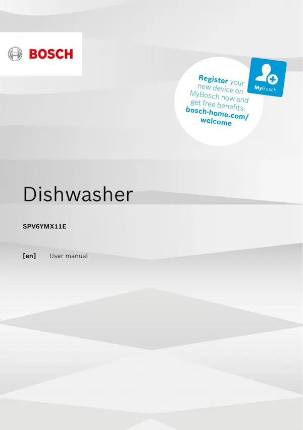 Bosch Dishwasher SPV6YMX11E Manual