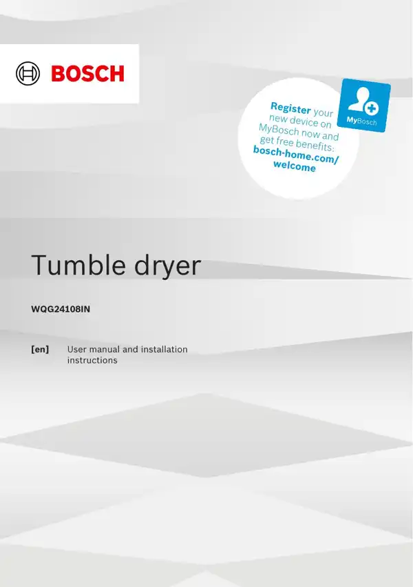 Bosch Dryer WQG24108IN 9001942990_A Manual