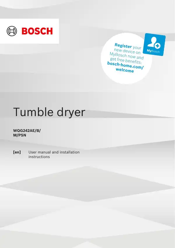 Bosch Dryer WQG242AE 9001931104_A Manual