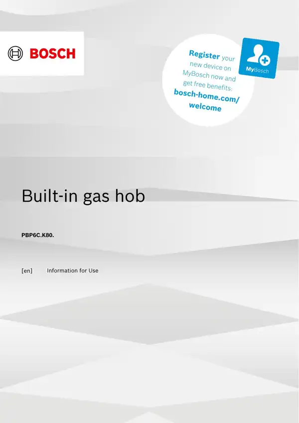 Bosch Hob PBP6C.K80. 9001917162_A Manual
