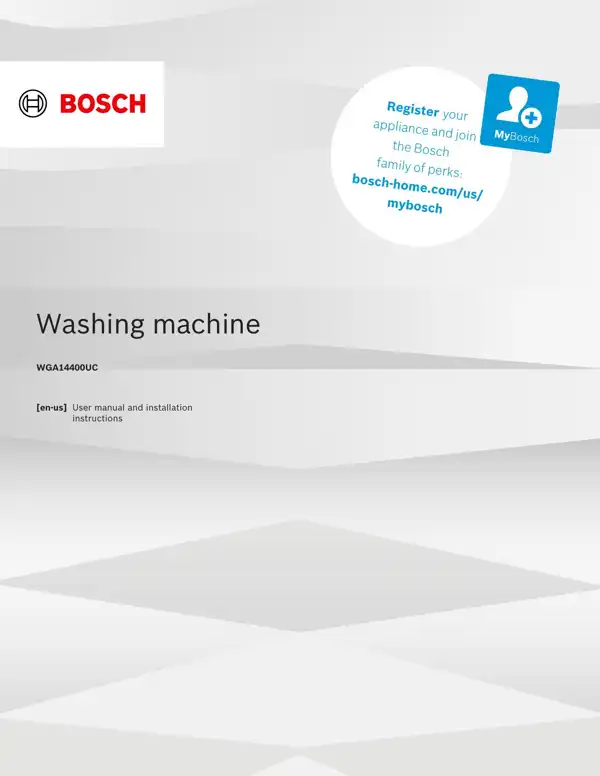 Bosch Washing machine WGA14400UC 9001914040_A Manual