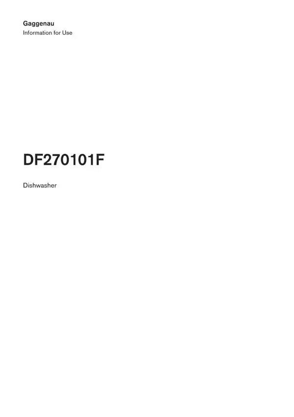 Gaggenau Dishwasher DF270101F 9001917306_A Manual