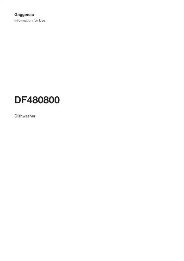 Gaggenau Dishwasher DF480800 9001917452_A Manual