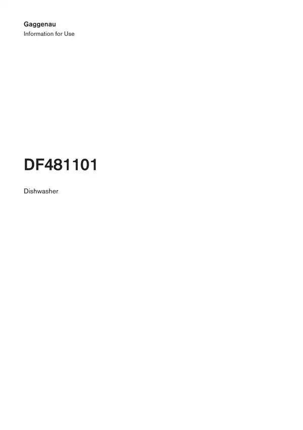 Gaggenau Dishwasher DF481101 9001917459_A Manual