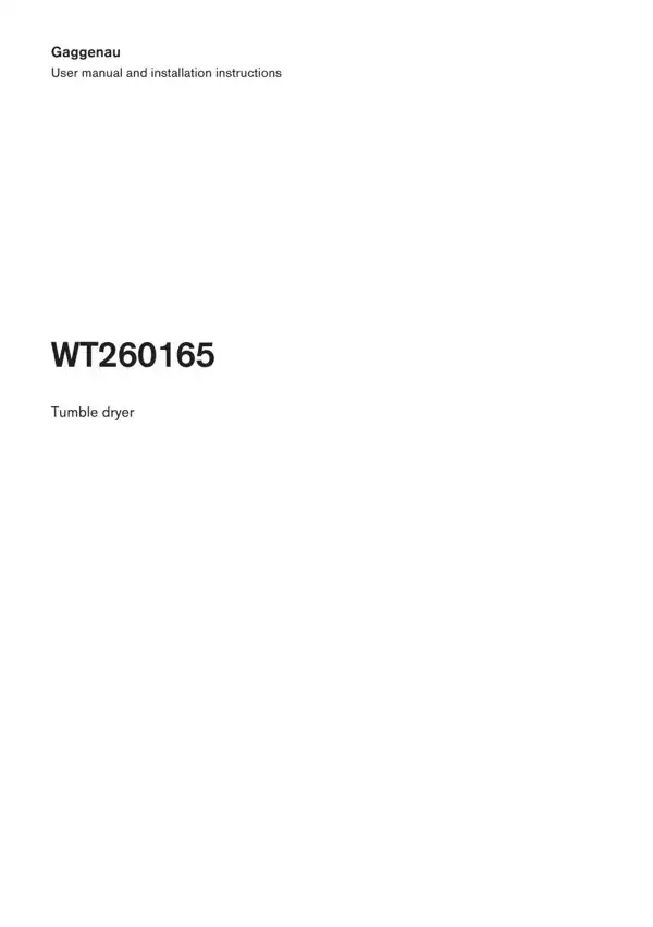 Gaggenau Dryer WT260165 9001903297_A Manual