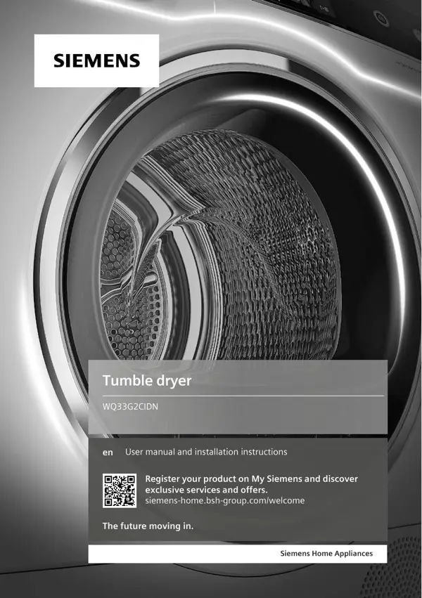Siemens Dryer WQ33G2CIDN 9001621851_A Manual