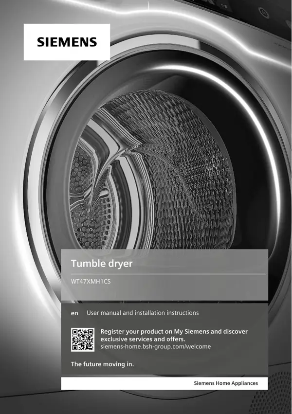 Siemens Dryer WT47XMH1CS 9001683519_A Manual